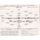 ENGLAND V ITALY 1934 AT ARSENAL Programme for the International at Arsenal FC 14/11/1934 in which