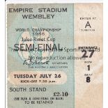 WORLD CUP TICKET 1966 Ticket World Cup Semi Final England v Portugal at Wembley . Some light