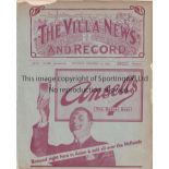 ASTON VILLA V LEEDS UNITED 1929 Official programme for the reserve team Central League fixture