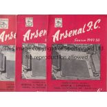 ARSENAL Ten Arsenal programmes from the 1949/50 season to include v Liverpool , Wolves, Portsmouth ,