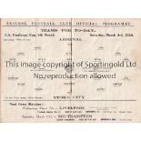 ARSENAL V STOKE 1928 FA CUP Programme for the League match at Arsenal 3/3/1928 slightly creased.