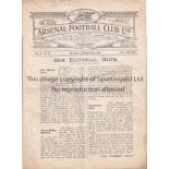 ARSENAL Four page home programme v Stoke City 30/12/1922. Horizontal fold. No writing. Small tear at