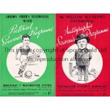 MANCHESTER UNITED Two programmes for the away Testimonials v. Hibernian 22/9/1948 and 15/9/1952 both