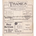 THAMES Home programme v Fulham 25/3/1932. Football League Division 3 in the last of their two