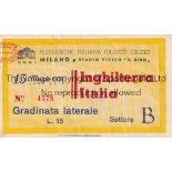 ENGLAND TICKET Ticket Italy v England in Milan 13/5/1939 Light vertical fold. Generally good