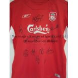 SIGNED LIVERPOOL SHIRT Liverpool short sleeve red home replica shirt from the 2004/05 season