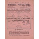 ARSENAL V MILLWALL 1942 Single sheet programme for the Arsenal home FL South match 12/12/1942,