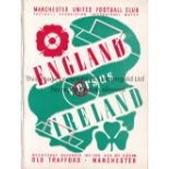 ENGLAND / IRELAND / MAN UNITED Programme England v Ireland at Old Trafford ( Manchester United )