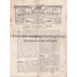 ARSENAL Four page home programme v Manchester City 13/10/1923. Some foxing. No writing. Light