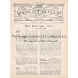 ARSENAL Four page home programme v Bolton Wanderers 7/3/1925. Ex Bound Volume. Generally good