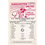 MANCHESTER UNITED V ARSENAL 1973 Single sheet programme for the FA Youth Cup match at Old Trafford