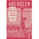 ABERDEEN / THIRD LANARK Programme Aberdeen v Third Lanark Scottish Cup 2nd Round 10/2/1951. Score,