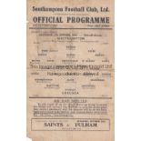 SOUTHAMPTON / CHELSEA Single sheet programme at the Dell 17/10/1942. Somewhat worn with small tears.