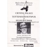 GEORGE BEST Programme for Malcolm Allison 50 Years in Football matches at Crystal Palace in which