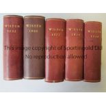 CRICKET WISDENS Five rebinds of original softback John Wisden Cricketers' Almanacks for 1935,1936,
