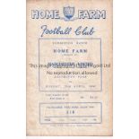 MANCHESTER UNITED Programme for the away Friendly v Home Farm Selected XI in Dublin 23/4/1956,