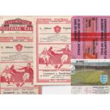LIVERPOOL A collection of 10 Liverpool home programmes plus 2 tickets Friendly match away to
