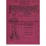 ARSENAL V BIRMINGHAM 1914/15 Programme for the League match on 13/3/1915 in the 2nd season at