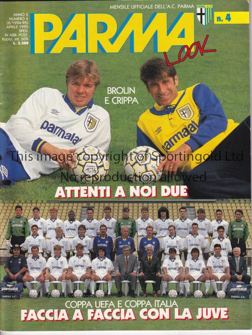 1995 UEFA CUP FINAL Parma v Juventus played 3/5/1995 at Stadio Ennio Tardini, Parma. Official 72-