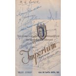 BENFICA V ARSENAL 1948 / BENFICA AUTOGRAPHS A dinner menu to celebrate the Benfica v Arsenal