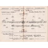 ARSENAL V EVERTON 1925 Programme for the League match at Arsenal 28/11/1925 with 2 punched holes and