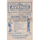 WALTHAMSTOW AVENUE - OLDHAM 48 Walthamstow Avenue home programme v Oldham, 11/12/48, Cup 2nd