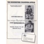 GEORGE BEST Programme for Lou Macari's XI v John Francombe's XI 11/10/1987 at Swindon Town FC for