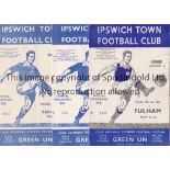 IPSWICH TOWN Eleven home programmes 54-55 v Fulham, 55-56 v Brighton, 56-57 Exeter, Shrewsbury &