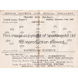 ARSENAL V TOTTENHAM 1926 Programme for the League match at Arsenal 18/12/1926, very lightly vertical