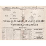 ARSENAL Home programme v Brentford Reserves 9/11/1929. London Combination. Lacks staples. No