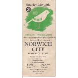 NORWICH / IPSWICH Gatefold programme Norwich City v Ipswich Town Jubilee Cup 24/5/1947. Generally