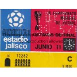 WORLD CUP 1970 TICKET Ticket England v Czechoslovakia World Cup group stage match in Guadelajara