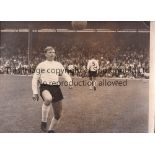 LEN ALLCHURCH / SWANSEA TOWN Original 12" X 9" B/W photo showing Allchurch in a pre-match warm-up,