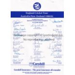 ENGLAND CRICKET AUTOGRAPHS Official Cornhill headed autograph sheet for the England to Australia /