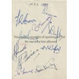 M.C.C. AUTOGRAPHS An album page signed by 10 members of the side that player Yorkshire at