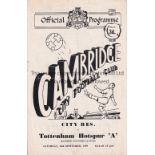 TOTTENHAM HOTSPUR Programme for the away Eastern Counties League match v. Cambridge City Reserves