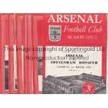 ARSENAL RESERVES Ten home programmes: Tottenham 51/2, C. Palace 52/3 Cup, Plymouth, Chelsea,