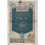FA CUP FINAL 1923 Programme from the first Wembley FA Cup Final Bolton Wanderers v West Ham United