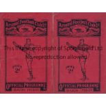 ARSENAL Two home programmes for season 1938/9 v. Blackpool with season ticket renewal form and Derby