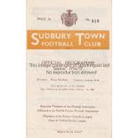 TOTTENHAM HOTSPUR Programme for the away Eastern Counties League match v. Sudbury Town 9/2/1957.