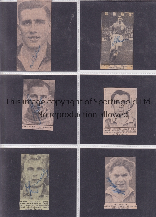 FOOTBALL AUTOGRAPHS Thirty six small signed newspaper portrait pictures from the 1940's and 1950's