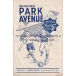 BRADFORD PARK AVENUE V SHEFFIELD UTD Programme for the league match,11/3/50, light fold, slightly