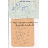 ABERDEEN AUTOGRAPHS Two albums sheets: 1949 X 8 autographs and 1950 X 11. Generally good