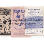 WIGAN A collection of 3 Wigan home programmes v Bangor City 1947/48, Goole Town 1956/57 and Raith