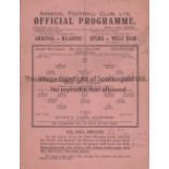 ARSENAL V QUEEN'S PARK RANGERS 1941 Single sheet programme for the Arsenal home London War League