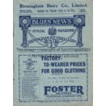 BIRMINGHAM / MAN CITY Programme Birmingham City v Manchester City 31/8/1925. Rusty staples. No