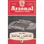 NEUTRAL AT ARSENAL / DUNCAN EDWARDS Programme for British Army v Belgian Army 27/3/1957 in which