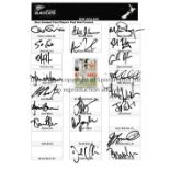 NEW ZEALAND CRICKET AUTOGRAPHS An A4 card signed by 20 players including Cairns, Mason, Gillespie,