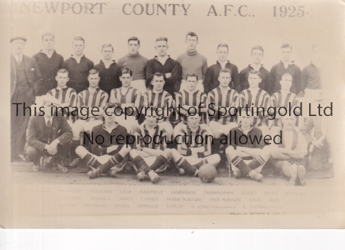 NEWPORT COUNTY 1925/6 A reprinted B/W 6" X 4" team group which appears to have been issued in the