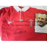 GARETH EDWARDS AUTOGRAPH A replica Wales RFU shirt signed Best Wishes on the front plus the Gareth